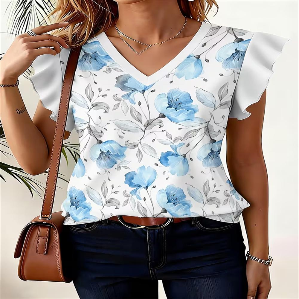Dark Green Leopard Print High-Quality Women'S Full Print V-Neck Top