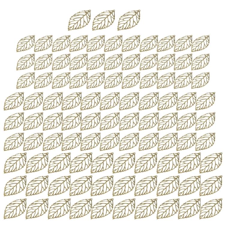 100Pieces Decorative Metal Filigree Leaves Mixed Size Leaves Jewelry Making Component Metal Craft Embellishments
