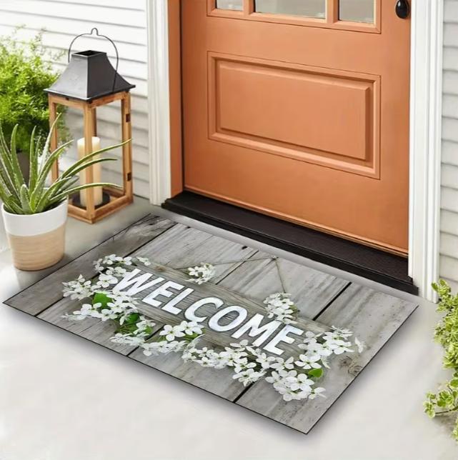 Vibrant Spring Floral Printed Door Mat Soft Perfect for Entrance Living Room Bedroom Bathroom Kitchen and Laundry Home Decor Mat