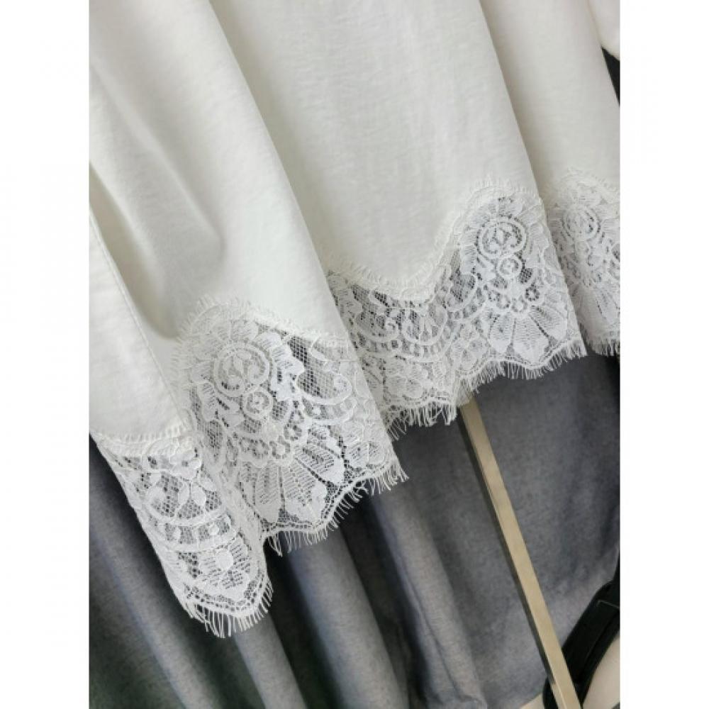 C S In The Room CoTo laCe Hem ShorT Sleeve T ShirT 2Color