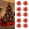 Glitter Artificial Flowers for Christmas Tree, Christmas Ornaments,Pink,Red,Gold, Xmas Decoration for Home, 14.5cm