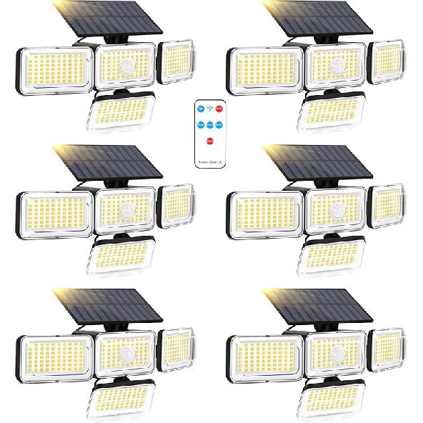 Mokot Solar Lights Outdoor, 288 LED 2800LM Motion Sensor Outdoor Light with Remote Control, 4 Heads IP65 Waterproof Solar Flood Security Lights for