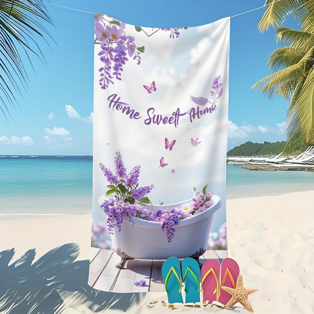 

Charming Lavender Microfiber Bath Towel, Quick Dry Highly Absorbent for Bathroom Pool Travel W30*H60(CM)