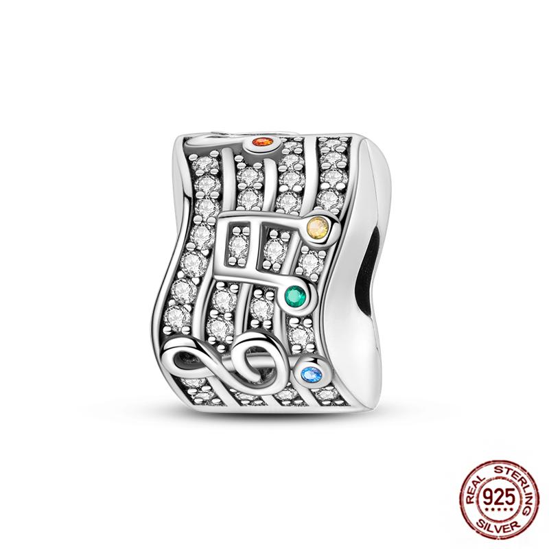 Silberner Verschluss, 925er Silber, Silikon-Abstandshalter, Pavé-Rundclip-Anhänger, Kleeblatt-Sternperlen, feste Sicherheitskette, passend für Original-Armbandschmuck