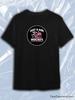 TeeSensation Black Crew Neck Short Sleeve T-Shirt with Just A Girl Who Loves Hockey Pink Skates Circle Print