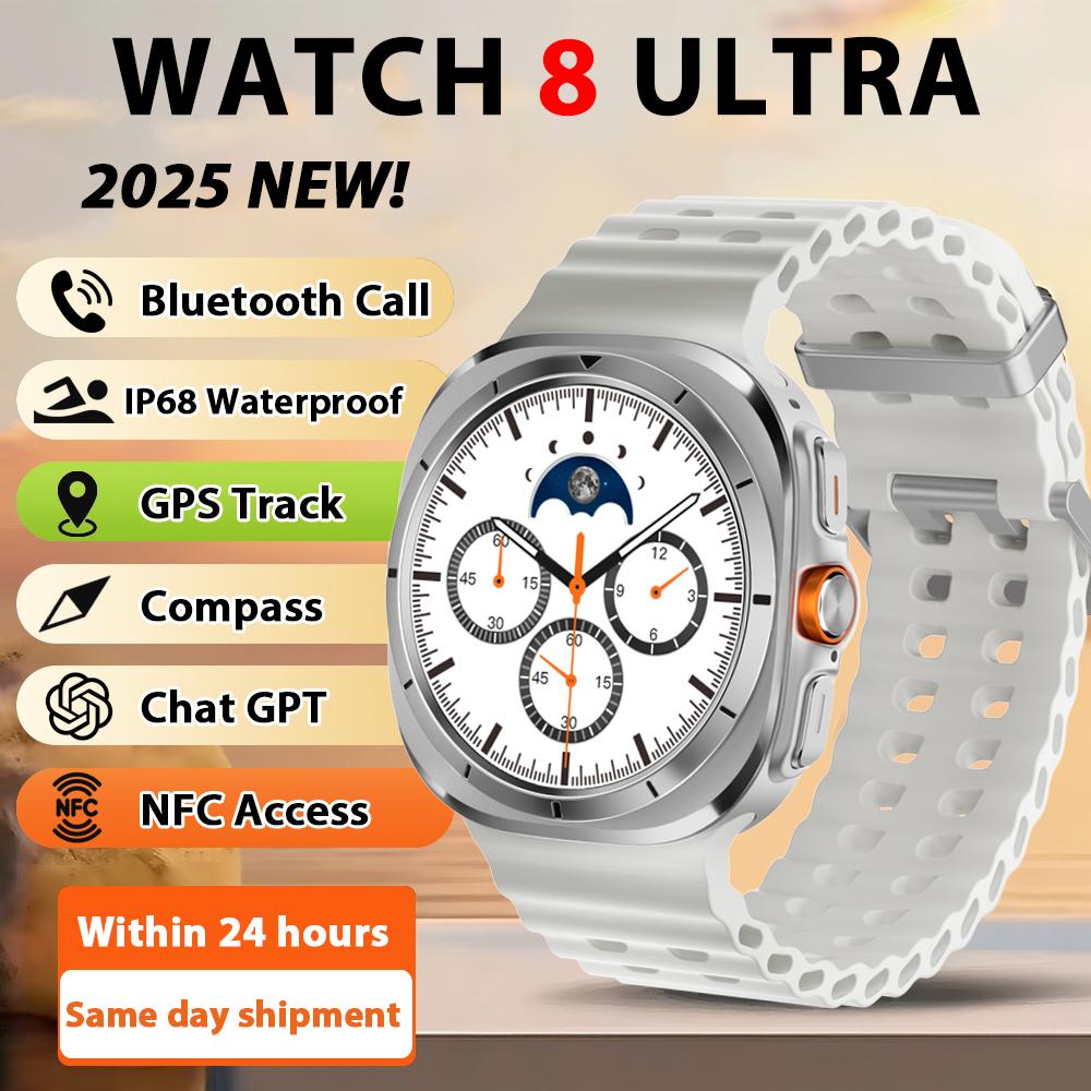 

2025 New Watch8 Ultra Smart Watch Classic NFC Health Monitoring Bluetooth Call 3ATM Waterproof HD Smartwatch For IOS Android срібний