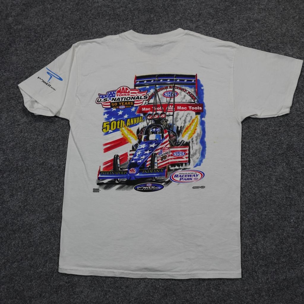 NHRA Shirt Men L White US Nationals MAG Tools Powerade Indianapolis Y2k 13015