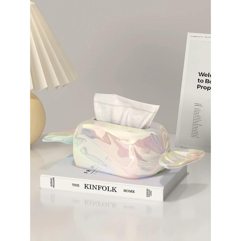 Cute Candy Tissue Box Decoration Simplicity Living Room Household Tea Table Resin Paper Box Creative Desktop High-end Decoration