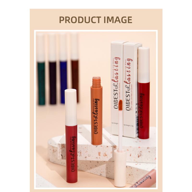 QiBest Non-Stick Lip Glaze Matte Matte Liquid Lipstick Non-Fading Lip Gloss
