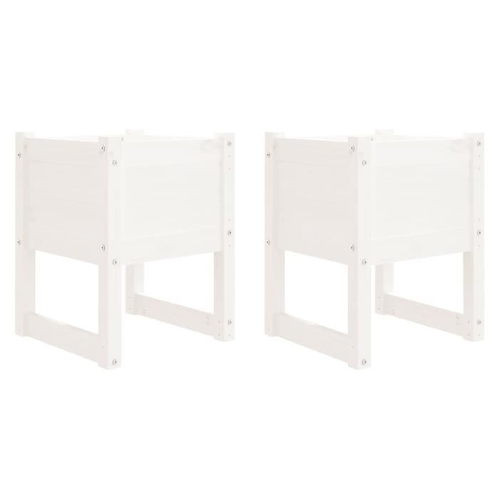 822110 vidaXL Jardinières 2 pcs Blanc 40x40x52,5 cm Bois massif de pin