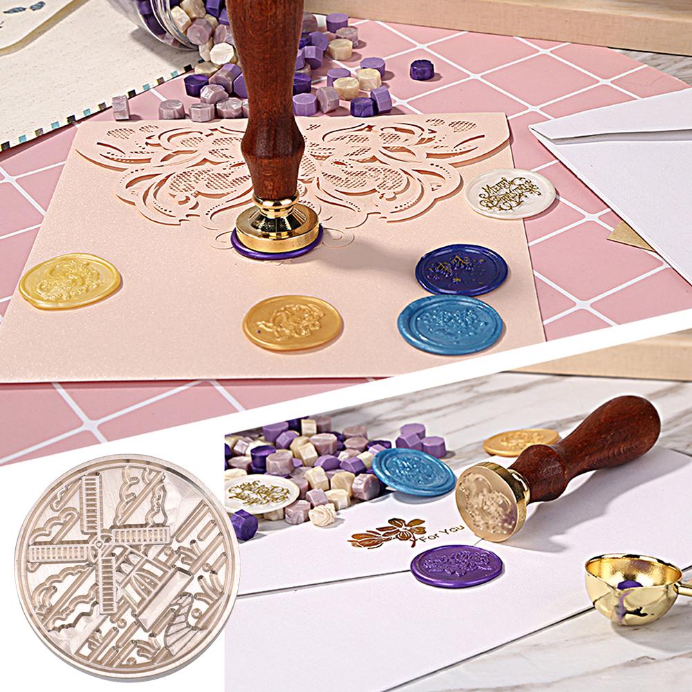 DIY Wax Grain Seal Head Ornamental 25mm Embossed Seal Head Craft Supplies Round Envelope Decorative for Packaging Scrapbooking