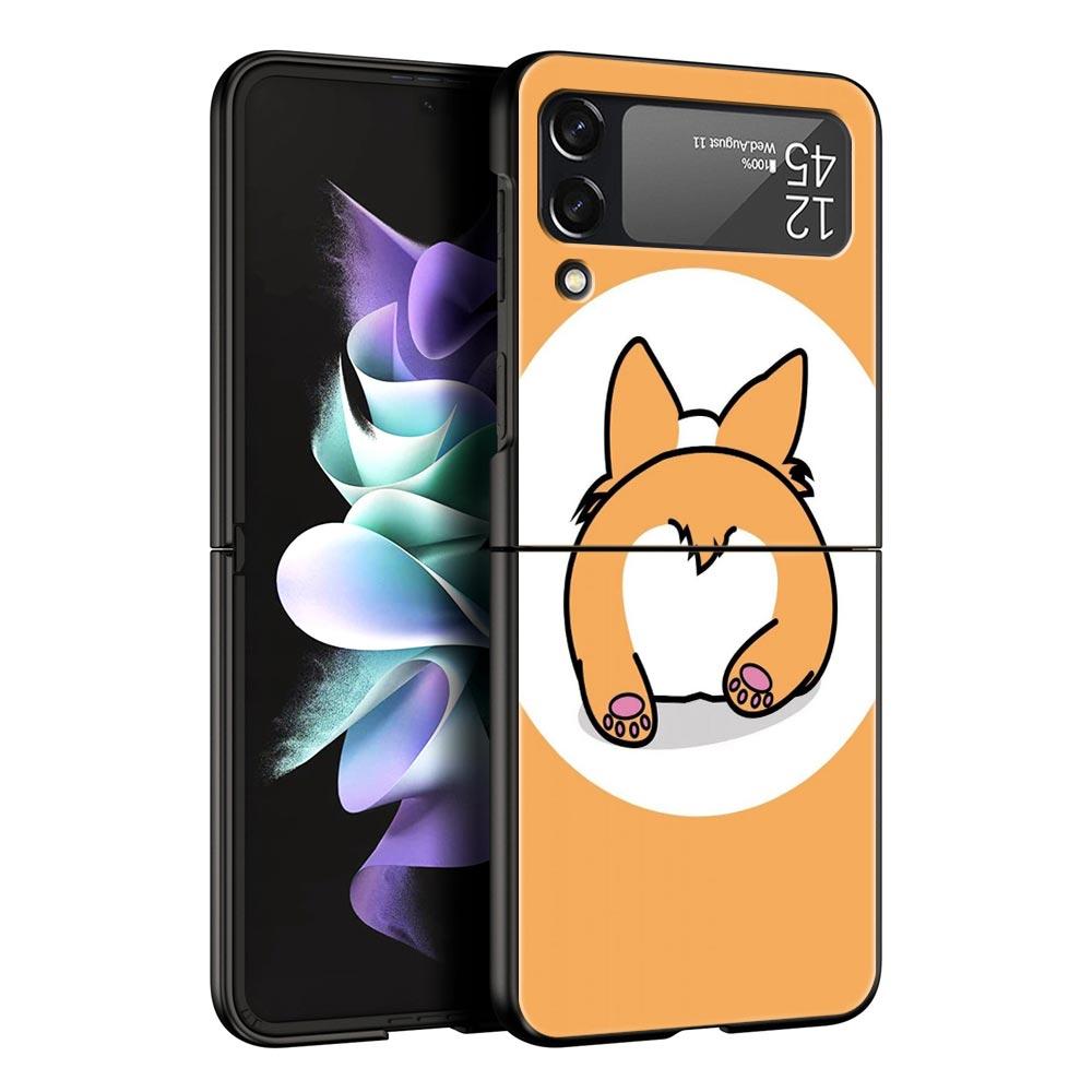 

Cute Corgi Dog Hard PC Phone Case For Samsung Galaxy Z Flip 7 6 5 4 Black Cover For Galaxy Z Flip 3 Foldable Fundas Shell Capas Z Flip 7