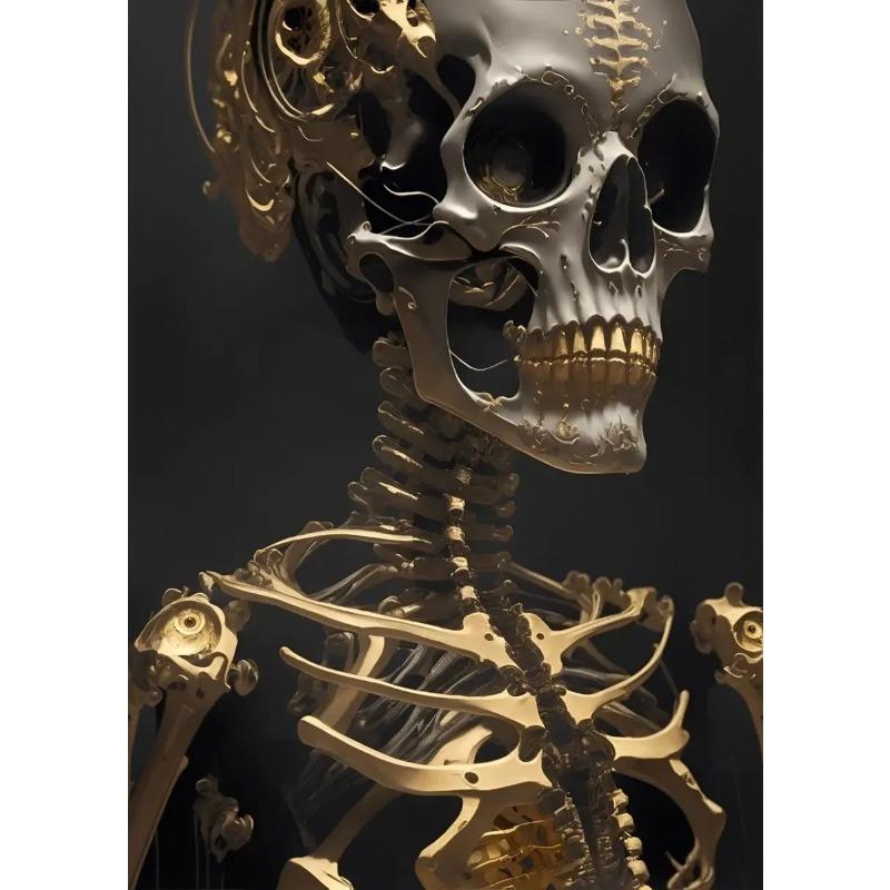 

Абстрактное Золотое Искусство на Холсте с Черепом Принты Скелета Тела для Прохода Гостиной Спальни Домашний Декор Постеры Картины 21cm×30cm NoFrame