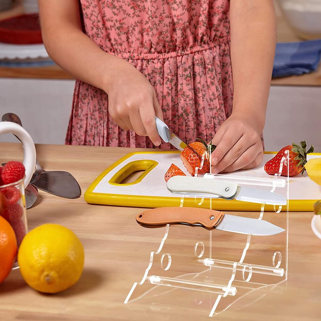 New 2pcs 4-layer Transparent Acrylics Detachable Cutting Tool Display Rack Pocket Knifes Fruit Knife Multi Functional Storage