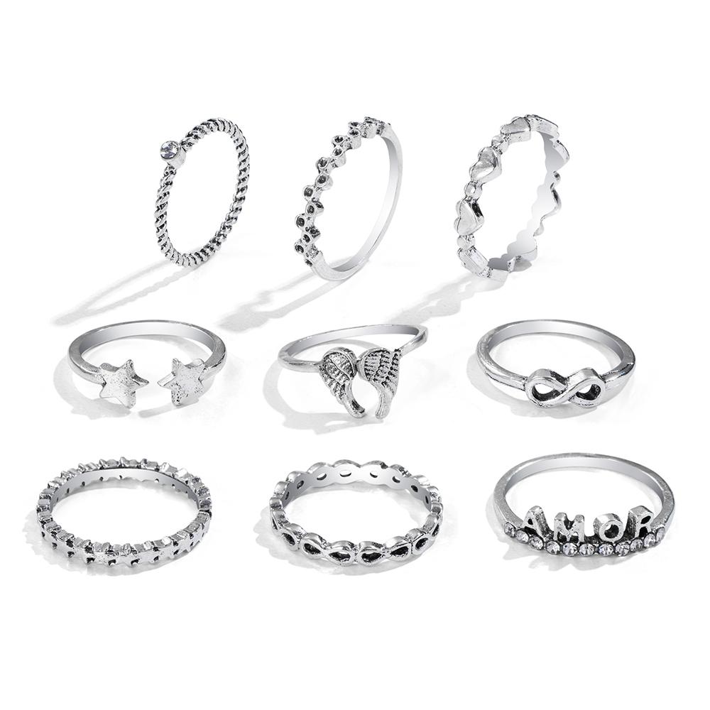 

Женское модное богемное комбинированное кольцо, элегантный комплект колец, подарок серебряный