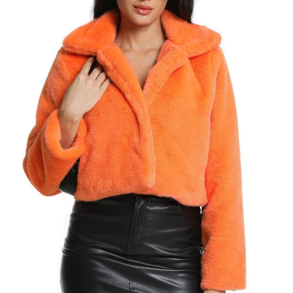 Women's Plush Lapel Open Collar Short Jacket Jacket