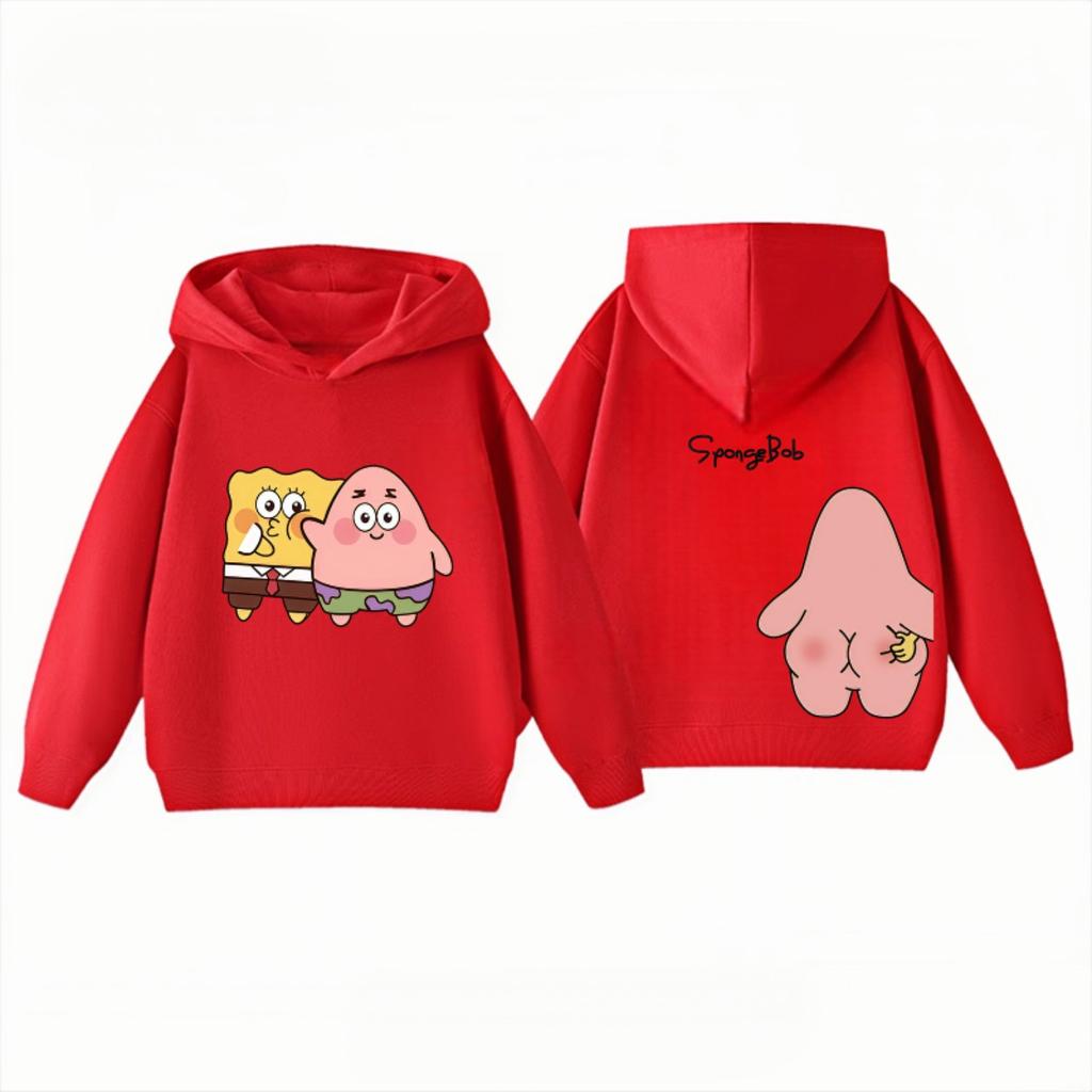 Potdemiel SpongeBob and Patrick Children's Hoodies 3-12Y, Sports Casual Cute, Autumn Winter Warm Hoodies