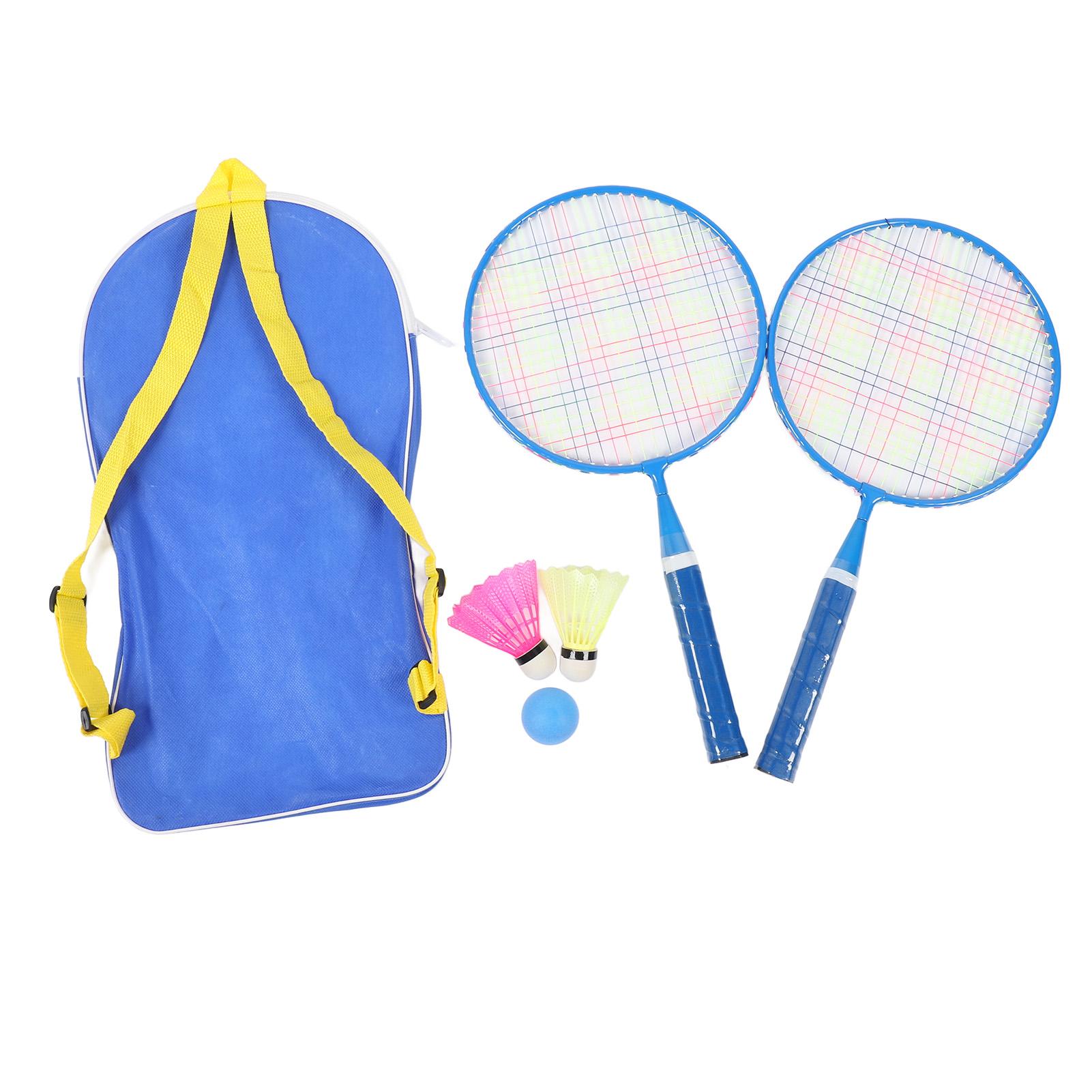 

1 пара детских ракеток для бадминтона с сумкой для переноски, детский набор для бадминтона с 2 воланами, 1 табл. Blue