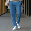 2024 Men's Waffle Casual Pants: Trendy Toothpick Stripe, Comfortable Straight-Fit for Spring & Autumn