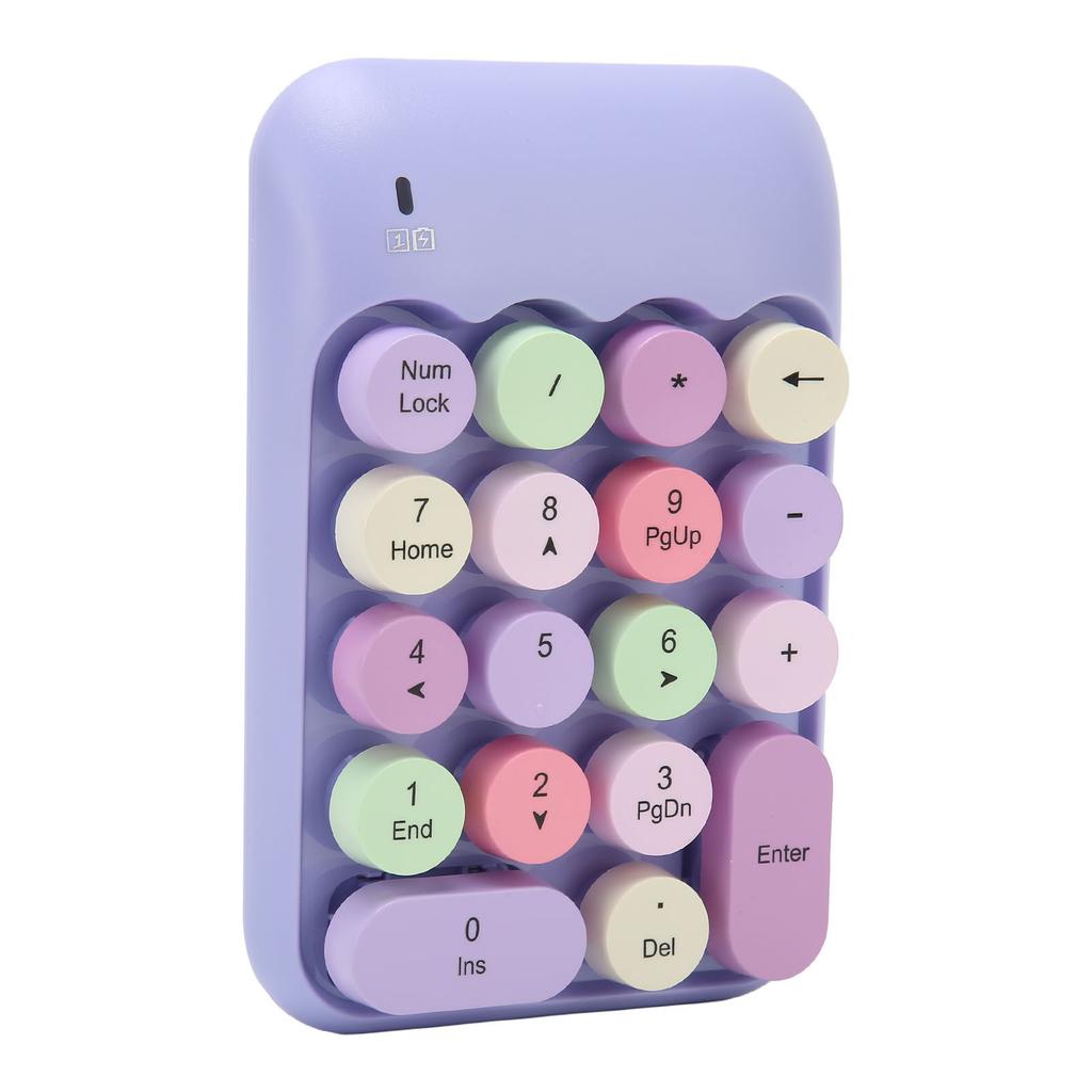2.4GHz Wireless Numeric Keypad 18 Keys Retro Color Round Keycaps Mini Number Keyboard with USB