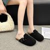 Fashion Fashion Retro Casual Thick Sole Warm Cotton Half Slippers for Women 2025 Winter New Comfortable Slip On Buckle Design Drag Shoes