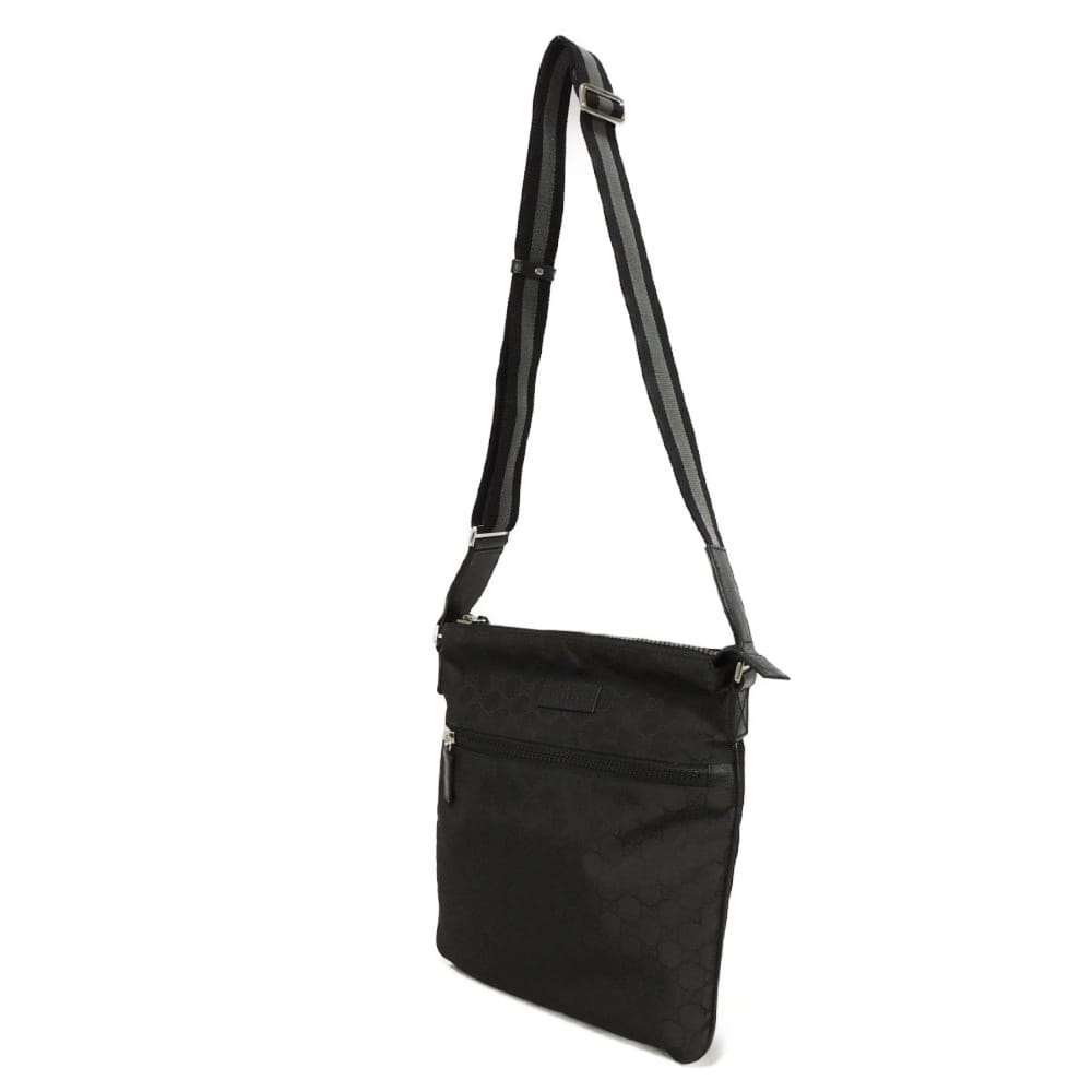 Used 9539 GG Nylon Messenger Bag 509639 7921 Crossbody Logo Embossed Black Men's from Japan AUTHENTIC