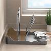 Double Layer Pot Lid Rack 2-In-1 Lid Storage Rack with 2 Sponge Drainers Countertop Kitchen Storage Rack with Spoon Rest