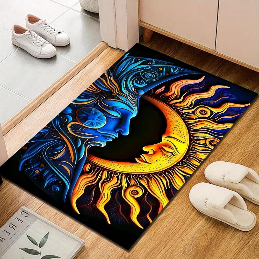 Sun and Moon Yin Yang Design Carpet Patterned Carpet, Suitable As a Non Slip Play Mat for the Living Room and Bedroom Sofa