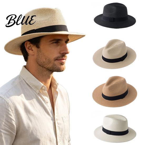 Foldable Sun Hat Men Paper Straw Hat Breathable Wide Brim UV Protection Beach Summer for Outdoor Vacation Travel Daily Casual
