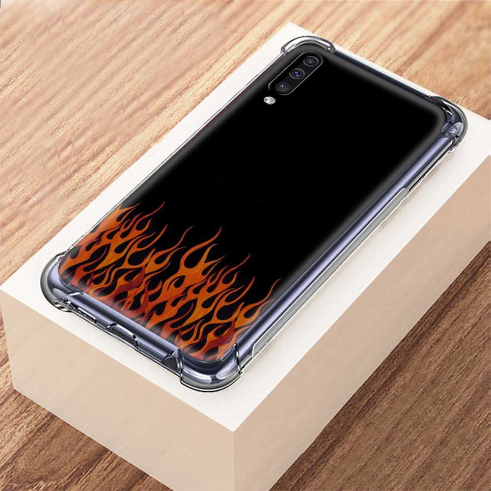 

Чехол для Samsung Galaxy A71 A51 A21S A50 A70 A12 A02S A31 A11 M51 M31, прозрачный силиконовый чехол для телефона с подушкой безопасности, красный, черный, Art Flame Samsung A70