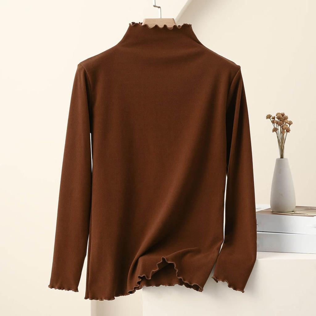 Women's Fashion Solid Colour Long Sleeve Fleece Thickened Top