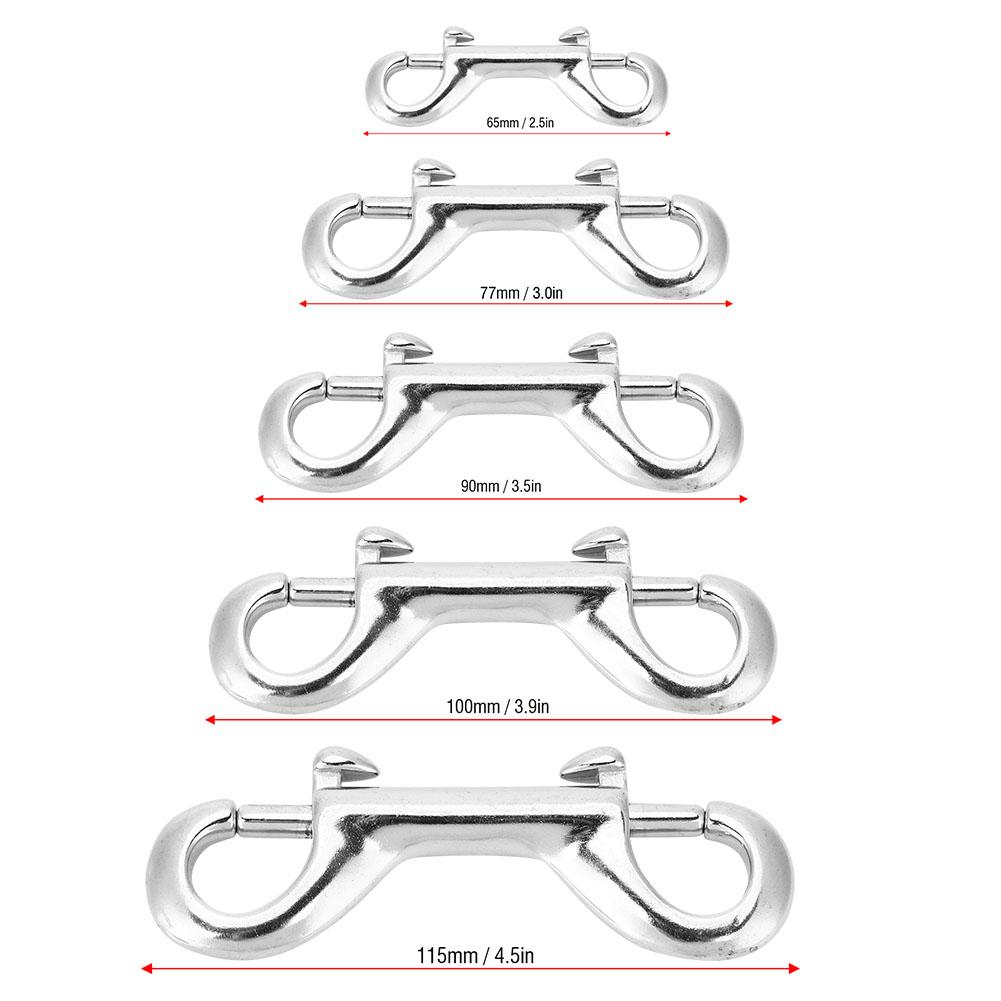 Diving Clip Double Ended Snap Silver Stainless Steel Double Ended Clip Hook Bolt Snap Diving Buckle Diving Hook