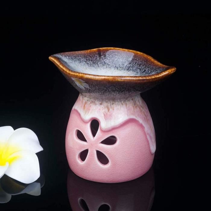 Brûleur d'arôme - A428 - Céramique - Multifonctionnel - Décoratif - Rose