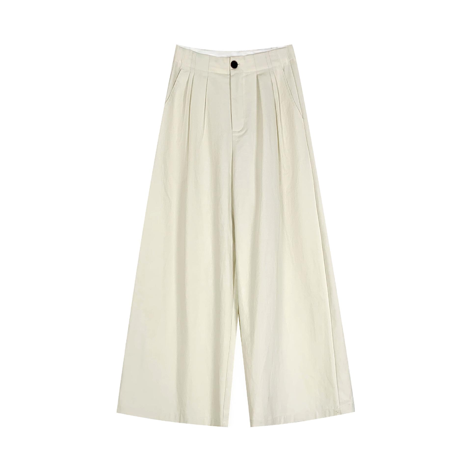 52721MOXI Women s Spring Korean Lazy Wide-Leg Pants with Thirteen Rows Medium абрикосовый