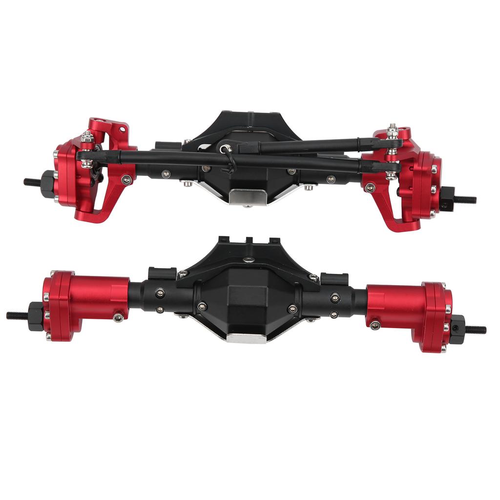 Front Rear Axle Assembly with Drive Shaft Upgrade Parts Fit for Axial SCX10 II 90046 90047(Black Red )