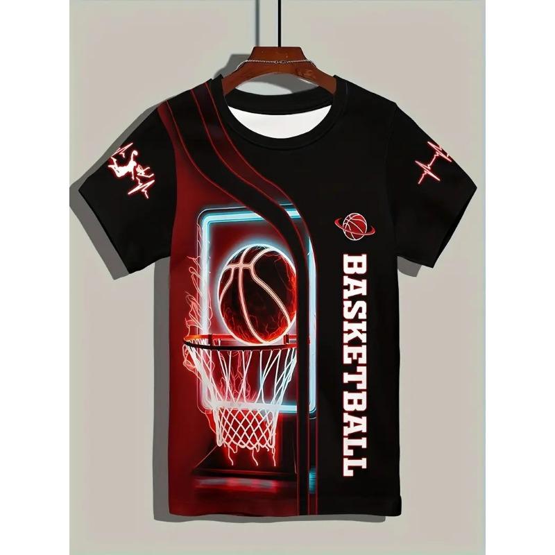 Summer Round Neck 3D Jersey Print Top Fashionable Casual Breathable Short Sleeved Men's T-shirts