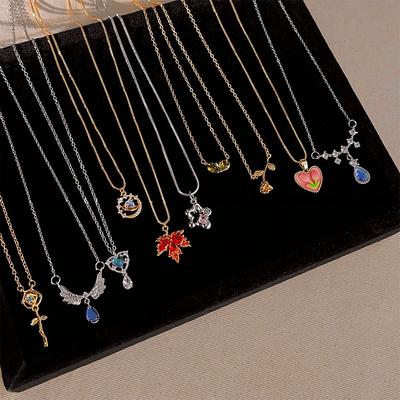Light Luxury and Fashionable Necklace, Women's Retro Zircon Collarbone Chain, Exquisite and High-end Feeling, Temperament Neck Chain