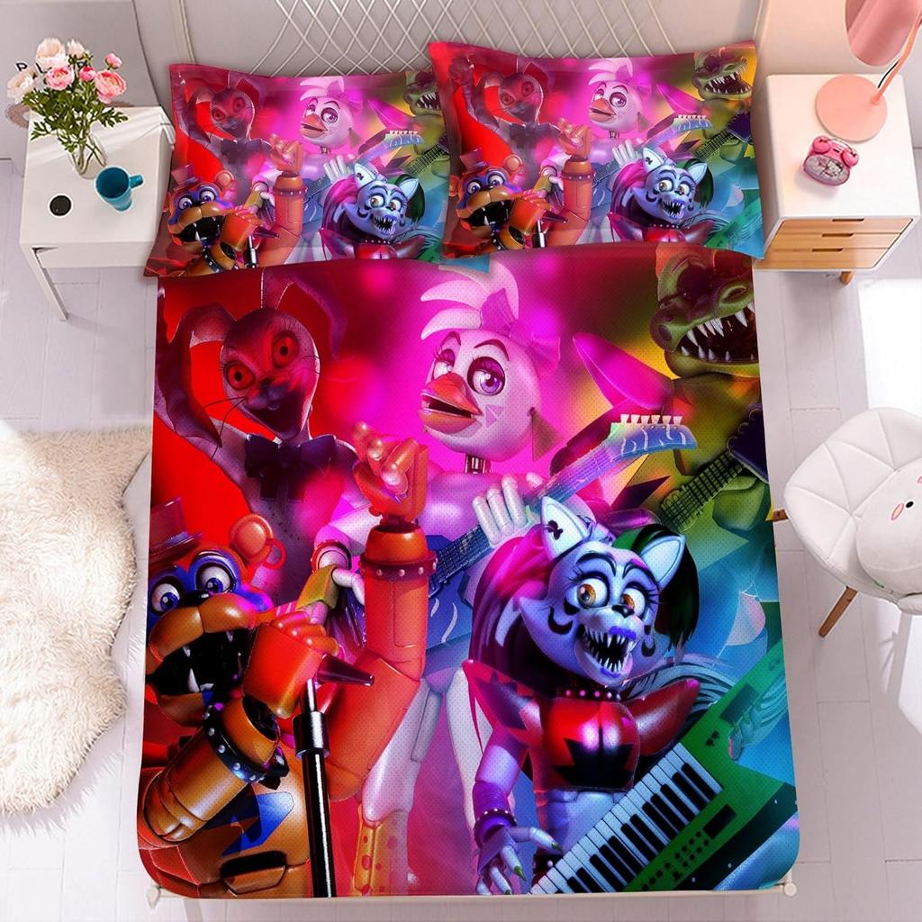 Exquisite 3D Freddy Wallpaper FNAF Digital Printing Bedding Set Five Nights Duvet Cover Comforter Bed Youth Kids Girl Boys Gift