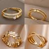 Zircon Heart Rings For Women Stainless Steel Gold Double Heart Ring Wedding Engagement Jewelry Accessories Gift Bijoux