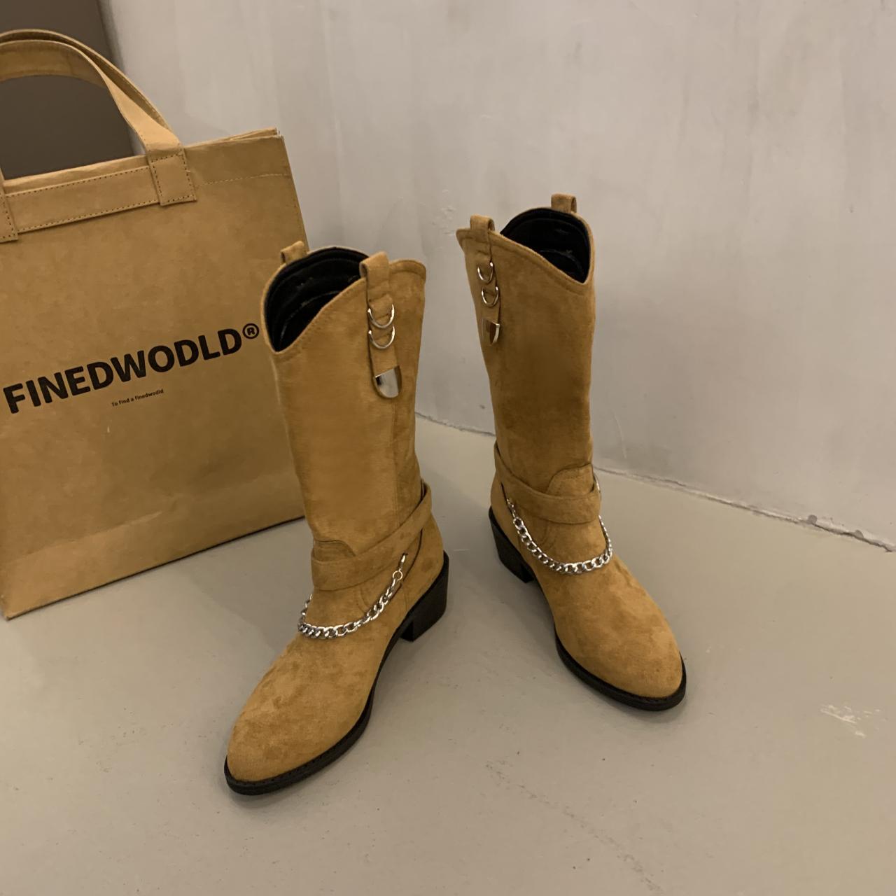 

Женские высокие сапоги, модные женские нескользящие водонепроницаемые зимние сапоги из искусственной кожи до колена, женские длинные сапоги на толстой платформе 42 коричневый