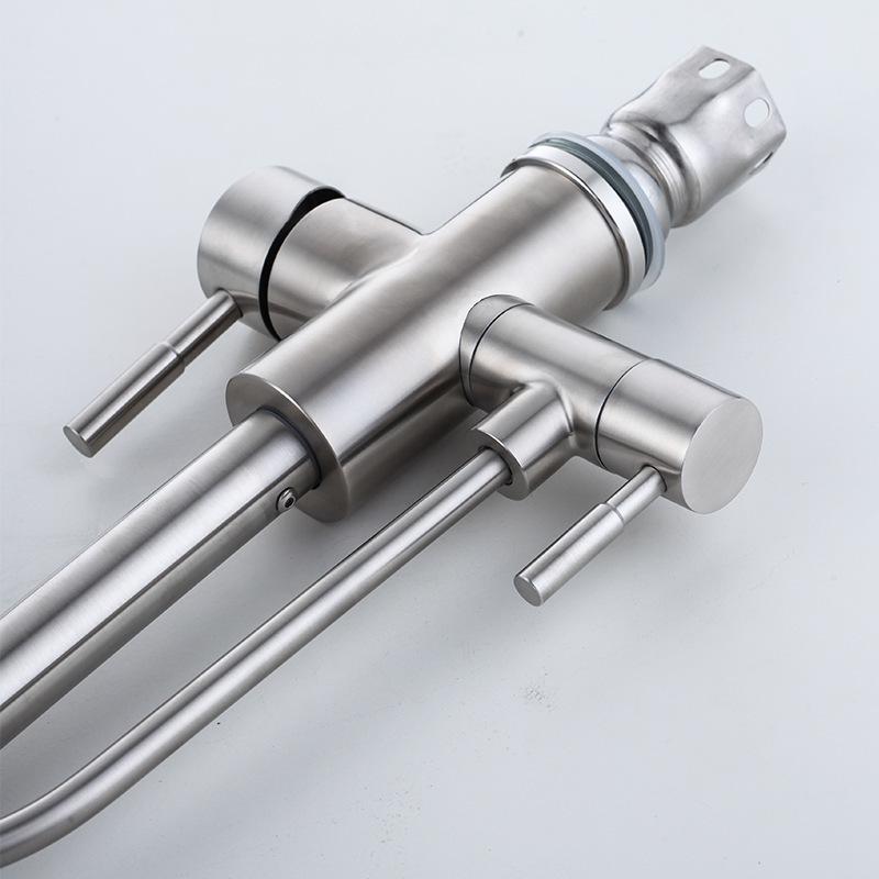 Nickel 304 Stainless Steel  Kitchen Sink Faucet Pure Water Filter Dual Handle Hot and Cold Drinking Water Mixer Taps Crane