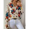 Elegant Autumn and Winter, Bohemian, Western-style Versatile Pullover V-neck Long Sleeved Women's Top, Trendy Women's Knitted Sweater