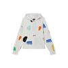 Graffiti Color Block Print Fleece Casual Hoodie Women Tops White DQ4606-133