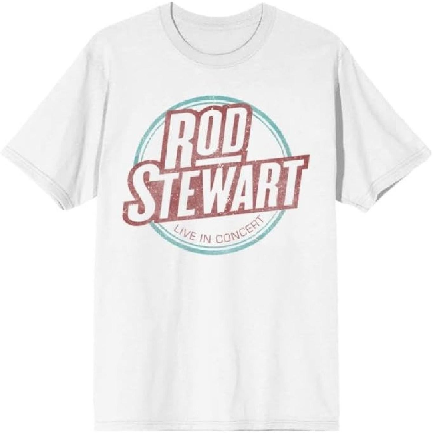 Bravado Rod Stewart Live In Concert Adult White T-Shirt S