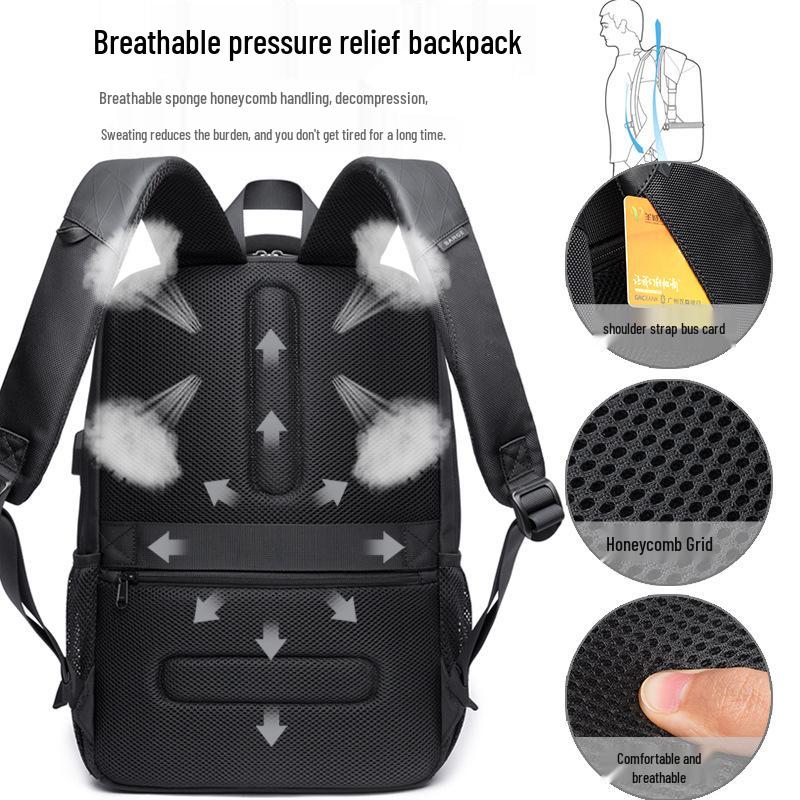 Bange Men's Backpack: Large Capacity, Breathable, Casual Laptop Bag with USB for Students