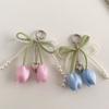 Ribbon Pearl Lace Bow Bag Accessories Tulip Lace Keychain Fashion Key Chains  Mobile Phone Chain