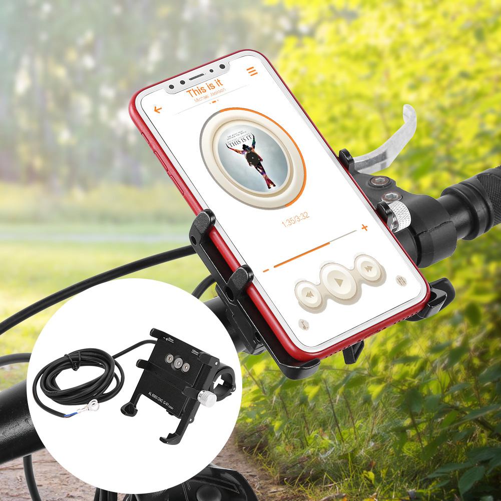 Motorcycle Electric Bike Charge Aluminium Alloy Phone Navigation Support Clip Ring Type