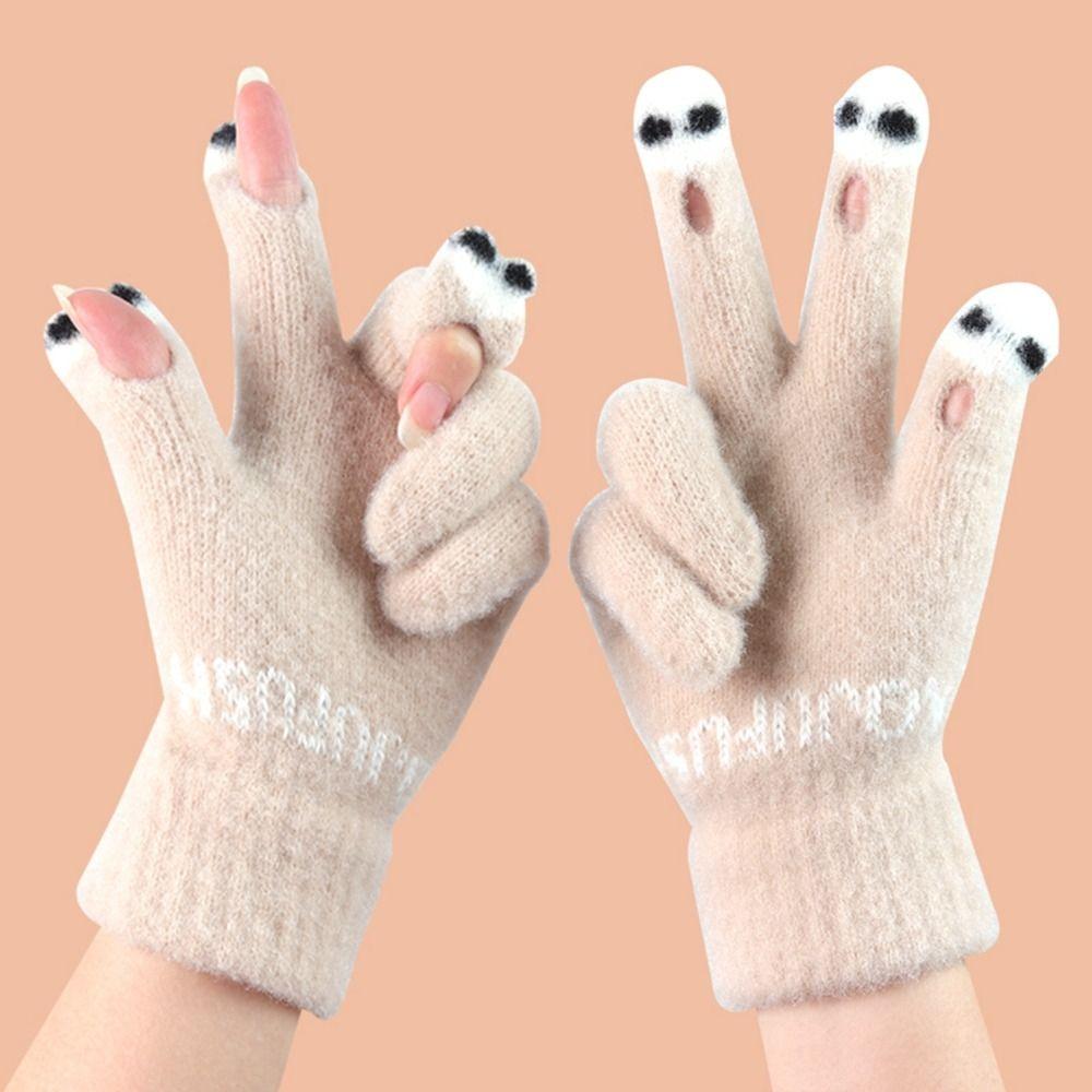 Plush Knitted Gloves Warm Cute Velvet Gloves Soft Fluffy Mittens  Male