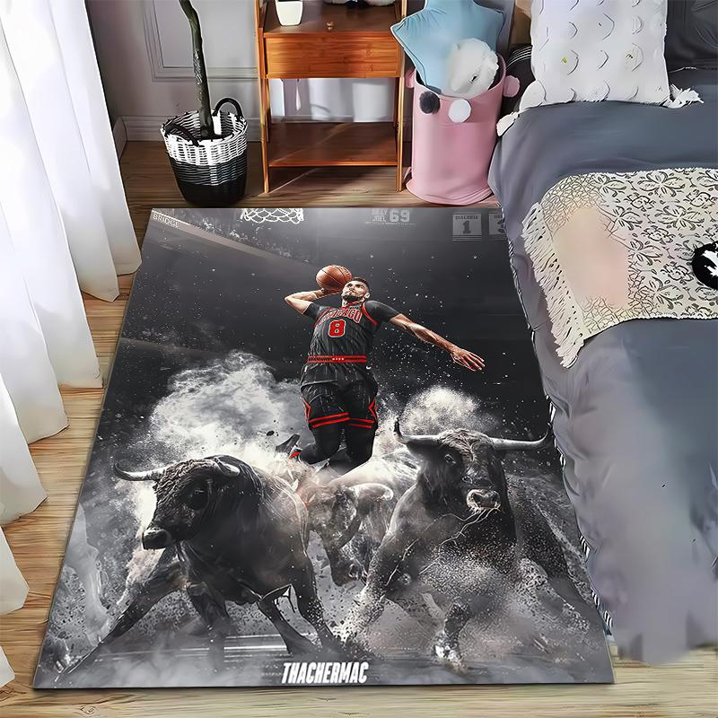 Chicago Bulls 8 Zach LaVine Dunk Poster Bulls Running Arena NBA Art decorative area rug accent for hallway entryway lounge