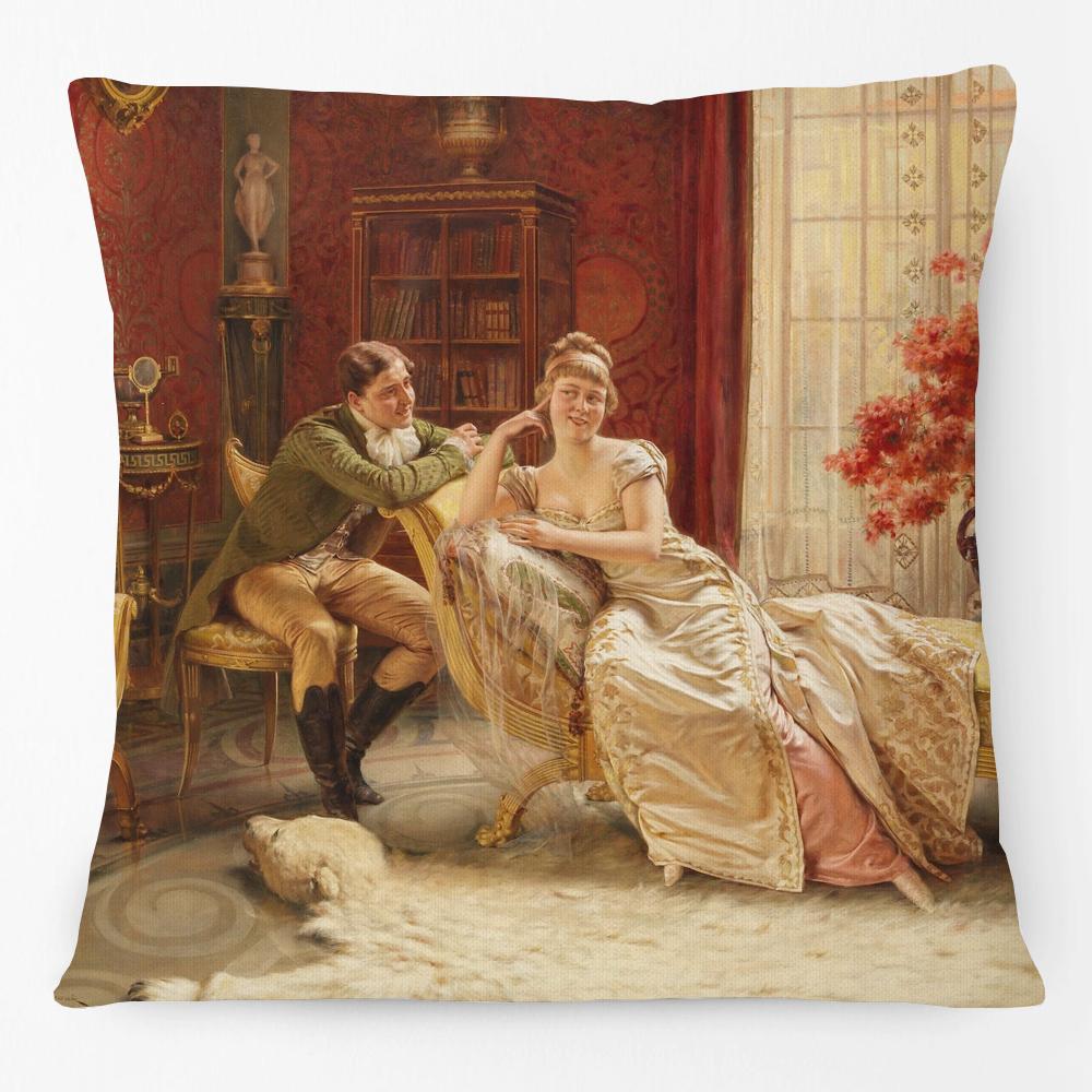 European Royal Woman Beauty Portrait Painting Cushion Covers Decorative Pillow Case For Sofa 45X45cm